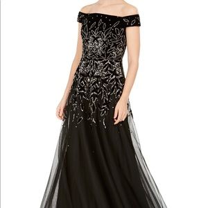 Adrianna Papell Embellished Velvet Gown